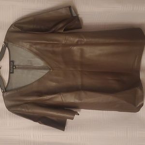 Brown Faux Leather Top With Belt